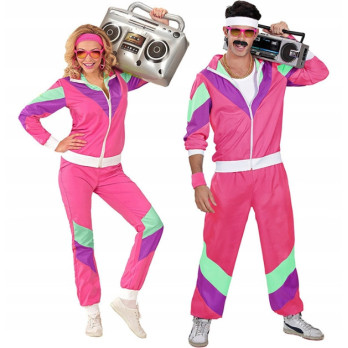STRÓJ DRES RÓŻOWY RETRO DRESY LATA 70 80 KOSTIUM DISCO PRZEBRANIE XL