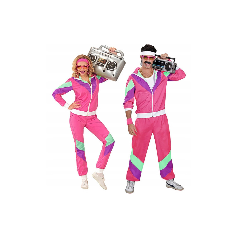 STRÓJ DRES RÓŻOWY RETRO DRESY LATA 70 80 KOSTIUM DISCO PRZEBRANIE L