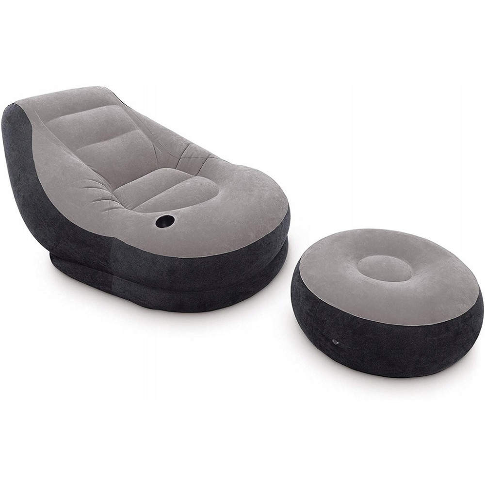 Materac jednoosobowy fotel z poduszką INTEX 68564 130 x 99 x 76 cm szary