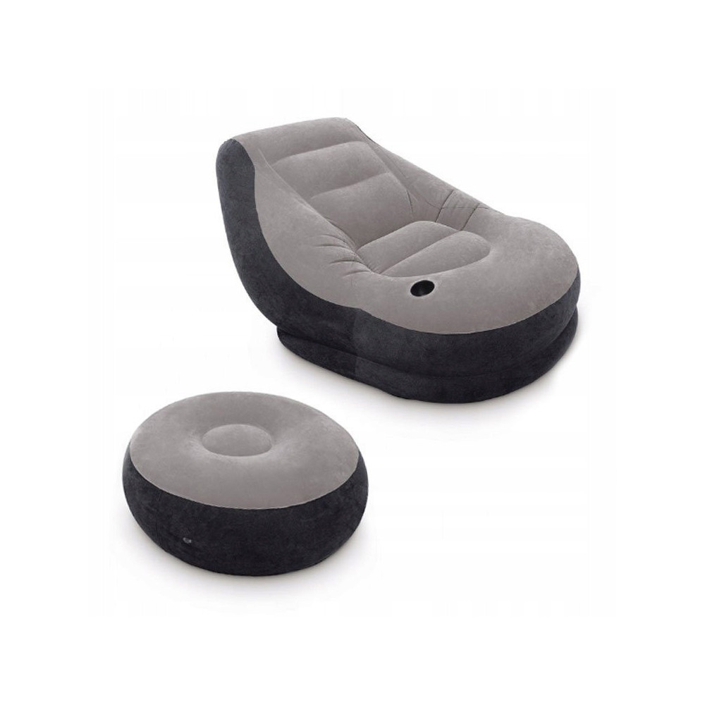 Materac jednoosobowy fotel z poduszką INTEX 68564 130 x 99 x 76 cm szary