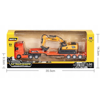 CIĘŻARÓWKA Z KOPARKĄ METALOWA ZESTAW 1:50 HUINA 1729