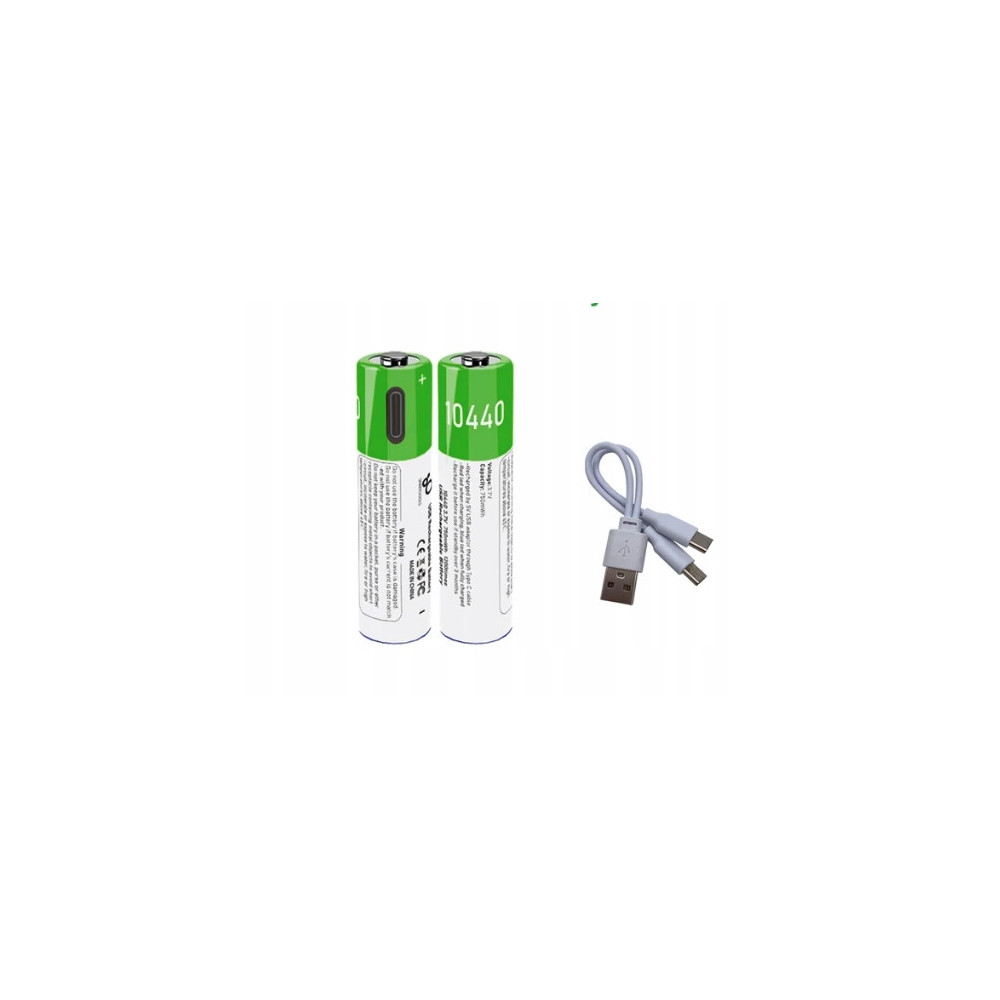 WIELOKROTNE BATERIE PALUSZKI AKUMULATORKI 10440 2 SZT ŁADOWANE KABLEM USB-C