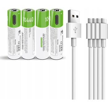 WIELOKROTNE BATERIE PALUSZKI AKUMULATORKI 10440 2 SZT ŁADOWANE KABLEM USB-C
