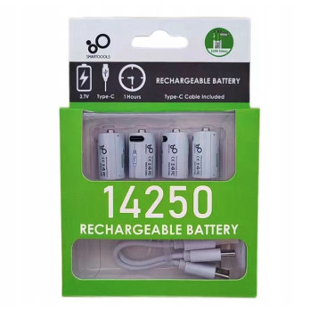 BATERIE PALUSZKI AKUMULATORKI 14250 Type-C 4SZT WIELOKROTNEGO UŻYTKU KABEL