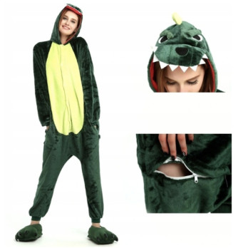 DINOZAUR ONESIE PIŻAMA KIGURUMI KOMBINEZON DINO ZIELONY GREEN PRZEBRANIE L