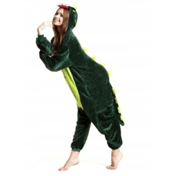 DINOZAUR ONESIE PIŻAMA KIGURUMI KOMBINEZON DINO ZIELONY GREEN PRZEBRANIE M