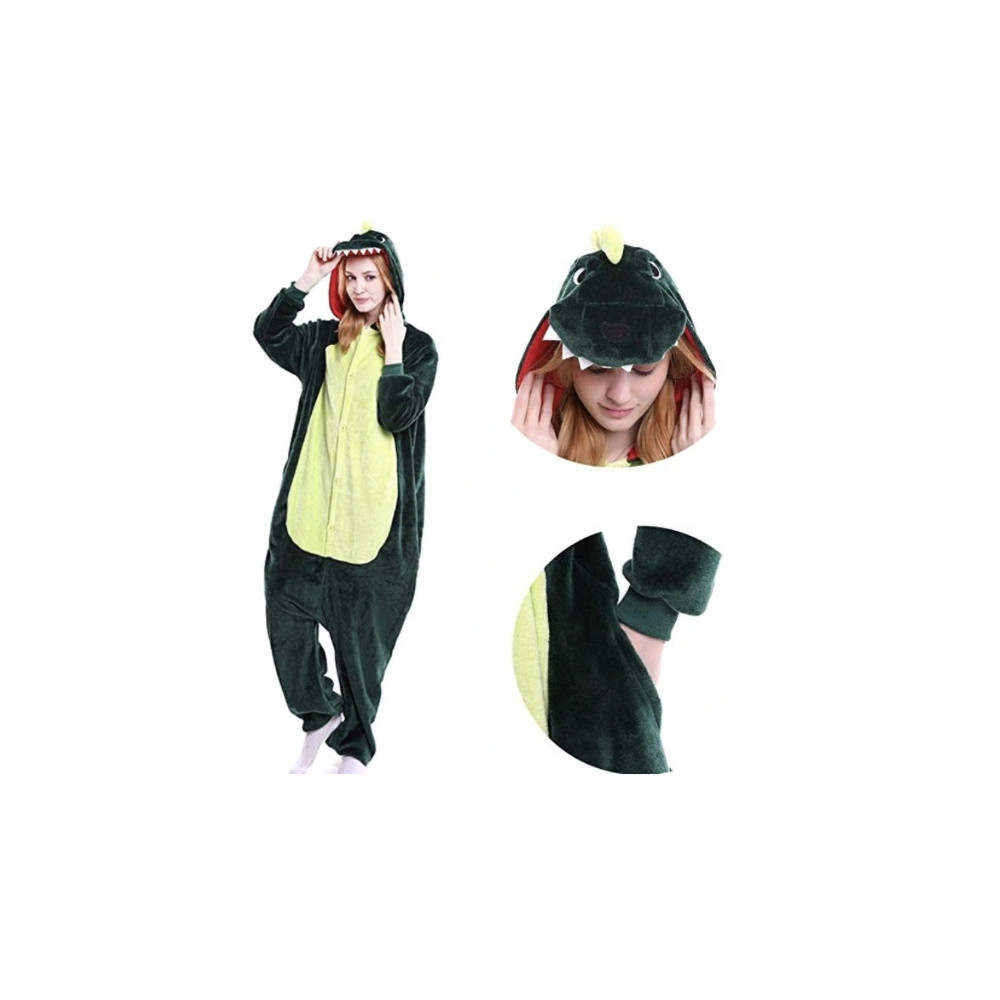 DINOZAUR ONESIE PIŻAMA KIGURUMI KOMBINEZON DINO ZIELONY GREEN PRZEBRANIE M