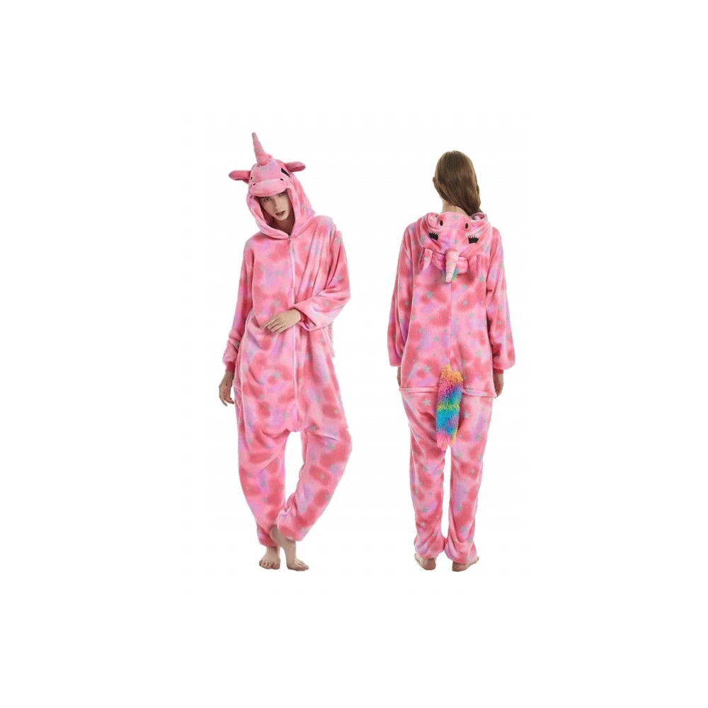 JEDNOROŻEC ONESIE KOMBINEZON UNICORN GWIAZDKI PINK RÓŻOWY PIŻAMA DRES XL