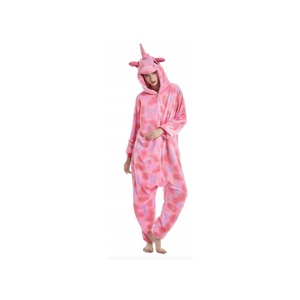 JEDNOROŻEC ONESIE KOMBINEZON UNICORN GWIAZDKI PINK RÓŻOWY PIŻAMA DRES XL
