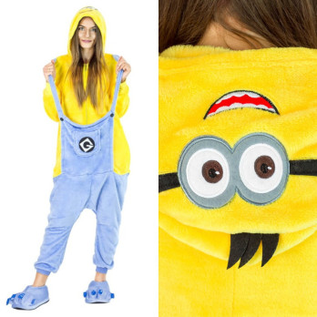PRZEBRANIE MINIONEK PLUSZOWE ONESIE MINIONKI DRES PIŻAMA ŚMIESZNA S
