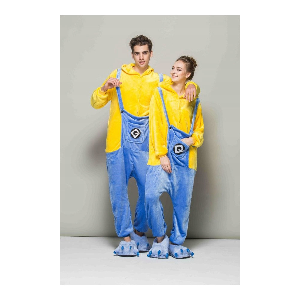 PRZEBRANIE MINIONEK PLUSZOWE ONESIE MINIONKI DRES PIŻAMA ŚMIESZNA S