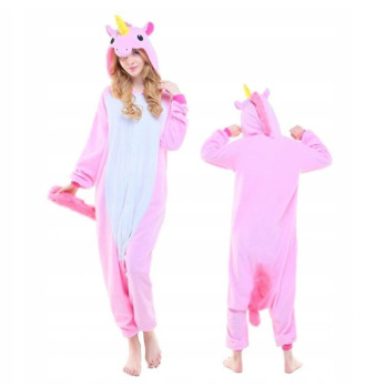 ONESIE JEDNOROŻEC DRES PRZEBRANIE KIGURUMI PIŻAMA RÓŻOWA UNICORN PINK M