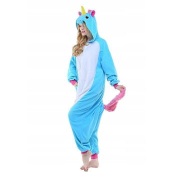 ONESIE JEDNOROŻEC DRES PRZEBRANIE KIGURUMI PIŻAMA NIEBIESKA UNICORN BLUE L
