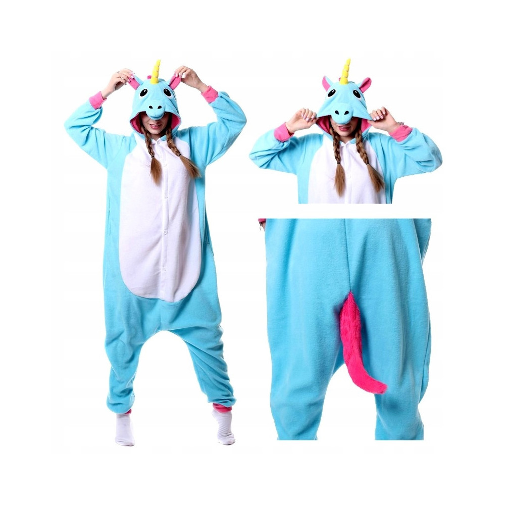 ONESIE JEDNOROŻEC DRES PRZEBRANIE KIGURUMI PIŻAMA NIEBIESKA UNICORN BLUE L