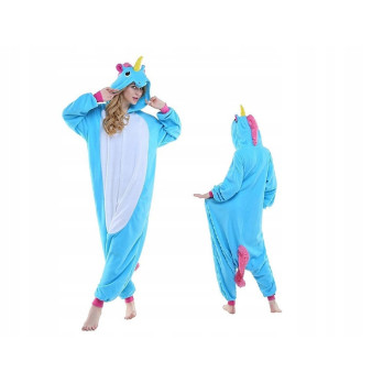 ONESIE JEDNOROŻEC DRES PRZEBRANIE KIGURUMI PIŻAMA NIEBIESKA UNICORN BLUE S
