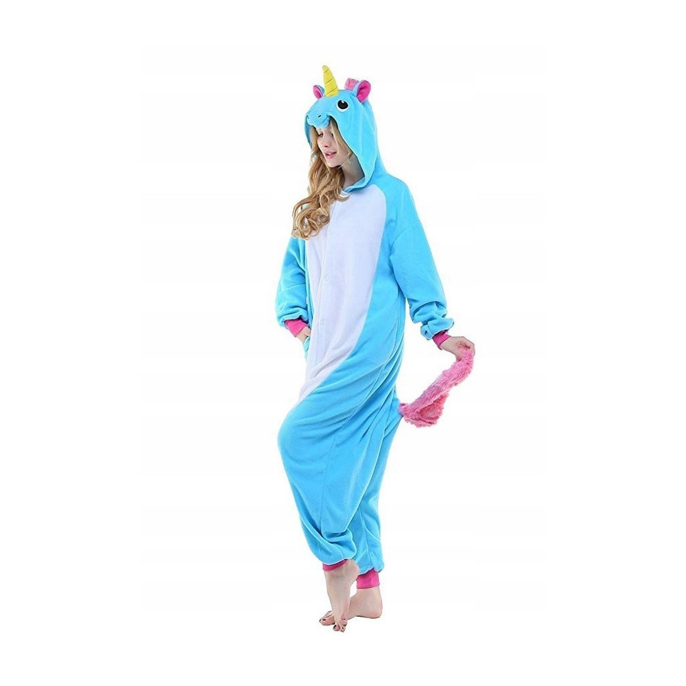 ONESIE JEDNOROŻEC DRES PRZEBRANIE KIGURUMI PIŻAMA NIEBIESKA UNICORN BLUE M