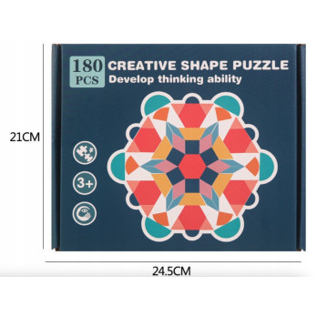 DREWNIANE PUZZLE DO UKŁADANIA KLOCKI TANGRAM ZESTAW MONTESSORI WORECZEK