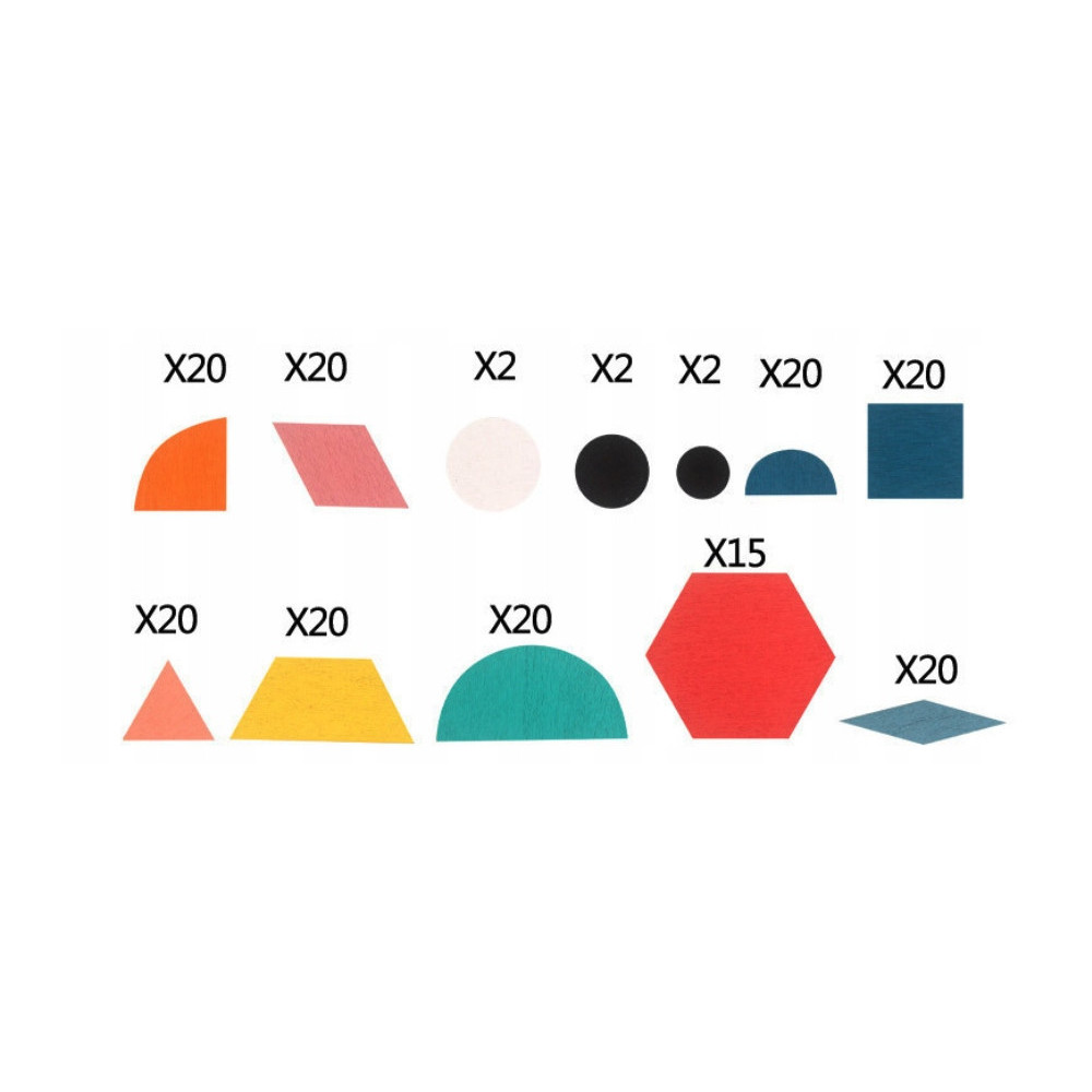 DREWNIANE PUZZLE DO UKŁADANIA KLOCKI TANGRAM ZESTAW MONTESSORI WORECZEK