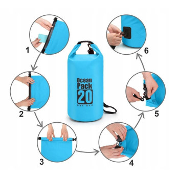 PLECAK WODOODPORNY OCEAN PACK DRY BAG TORBA 20L NIEBIESKA