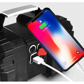 LATARKA AKUMULATOROWA SZPERACZ POWERBANK LED USB CZARNA
