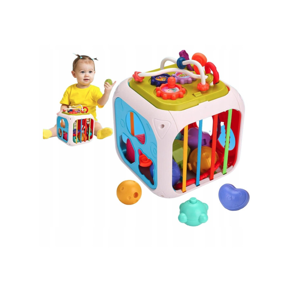 EDUKACYJNA WIELOFUNKCYJNA KOSTKA SENSORYCZNA SORTER KLOCKI DLA DZIECI