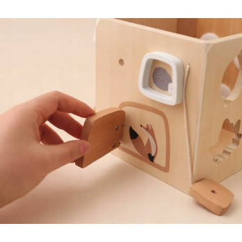 WIELOFUNKCYJNA DREWNIANA ZABAWKA EDUKACYJNA SORTER DO UKŁADANIA MONTESSORI