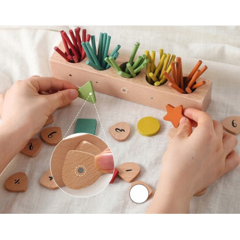 DREWNIANE ZABAWKA SORTER PUDEŁKO EDUKACYJNE NAUKA KOLORÓW LICZENIA