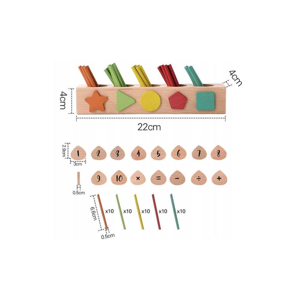 DREWNIANE ZABAWKA SORTER PUDEŁKO EDUKACYJNE NAUKA KOLORÓW LICZENIA