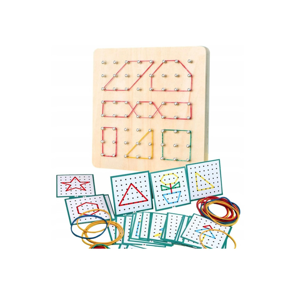 TWORZENIE WZORÓW I KSZTAŁTÓW ZABAWKA EDUKACYJNA GEOBOARD ZESTAW KREATYWNY