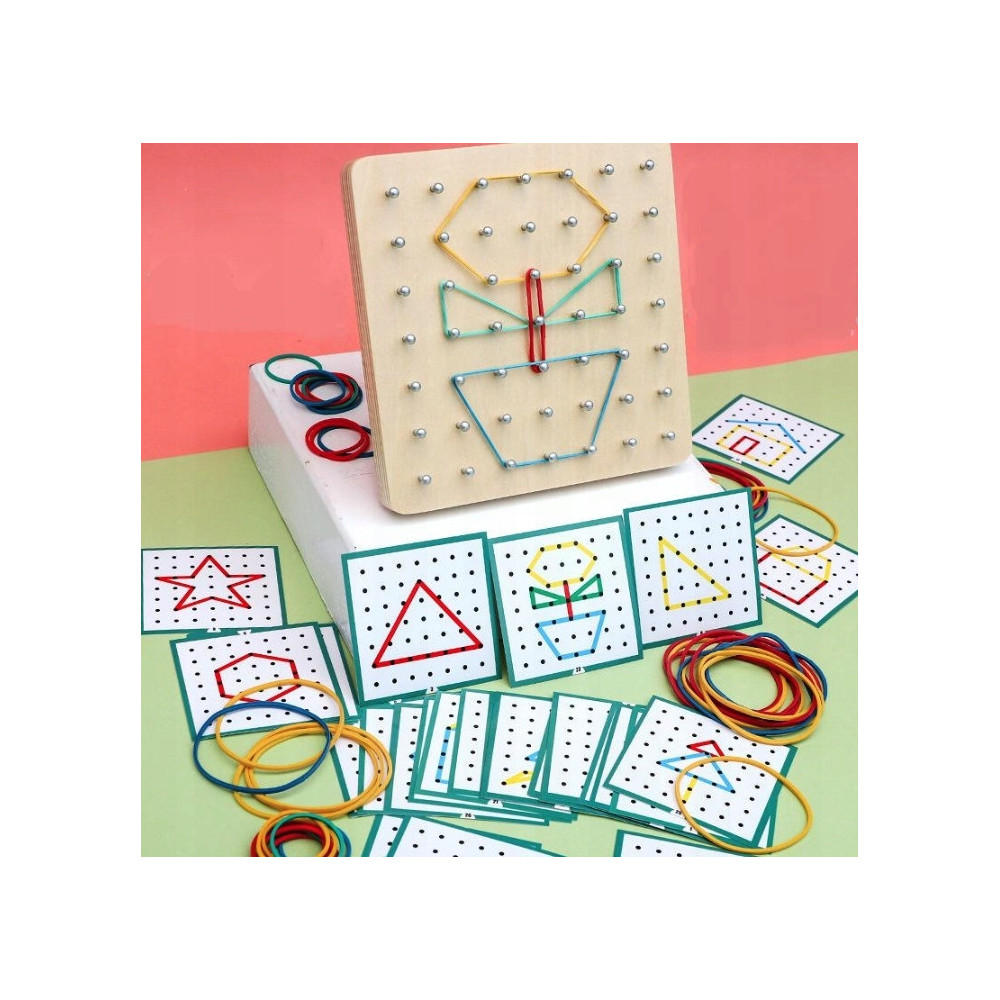 TWORZENIE WZORÓW I KSZTAŁTÓW ZABAWKA EDUKACYJNA GEOBOARD ZESTAW KREATYWNY