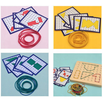 TWORZENIE WZORÓW I KSZTAŁTÓW ZABAWKA EDUKACYJNA GEOBOARD ZESTAW KREATYWNY