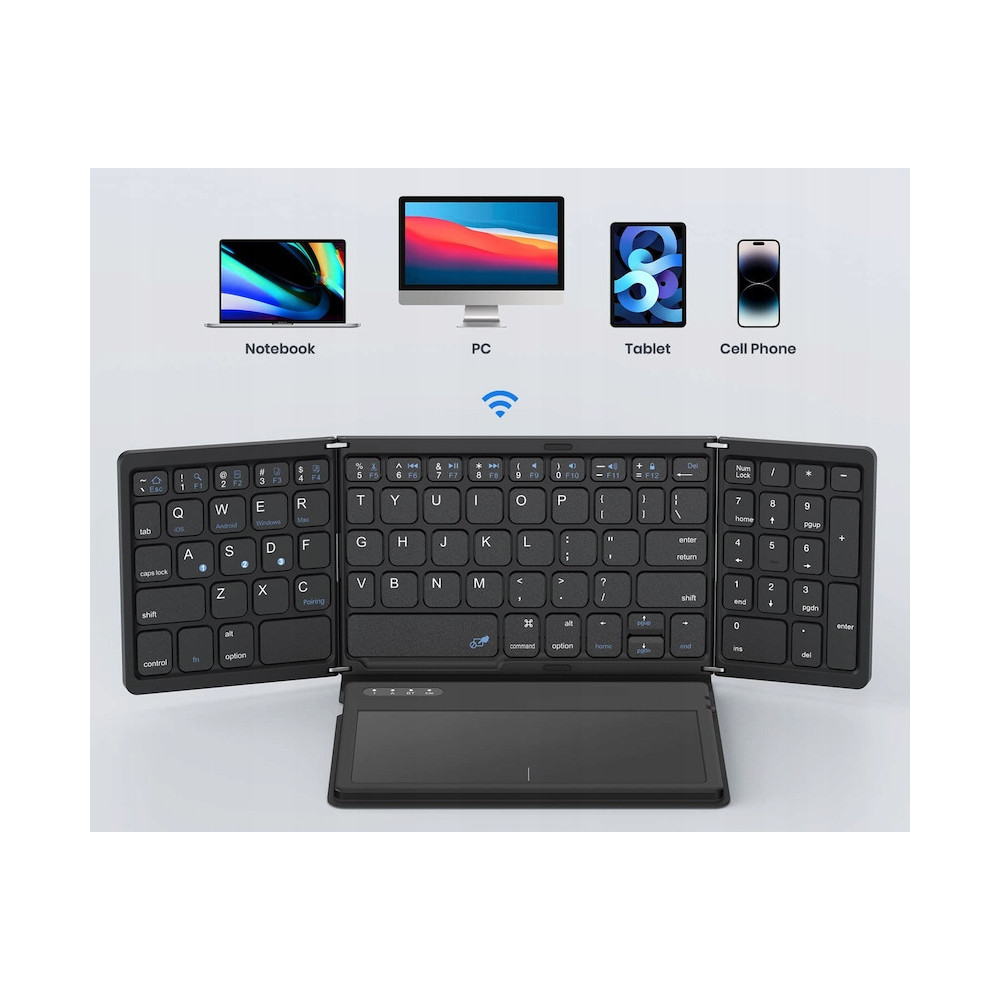 BEZPRZEWODOWA MINI KLAWIATURA BLUETOOTH TOUCHPAD SKŁADANA