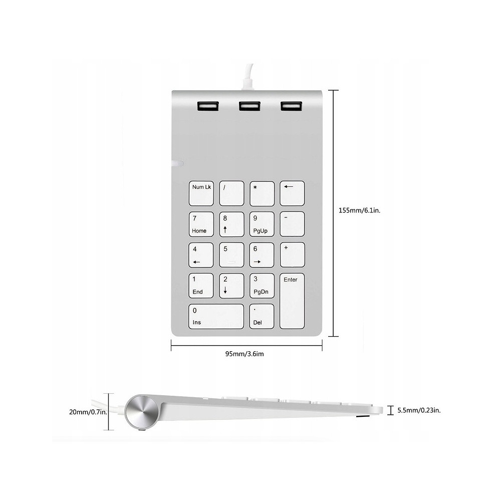 MINI ALUMINIOWA PRZEWODOWA KLAWIATURA NUMERYCZNA