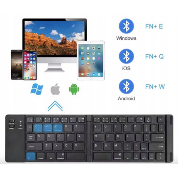 KLAWIATURA BLUETOOTH SKŁADANA PRZENOŚNA CZARNA