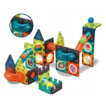 KLOCKI MAGNETYCZNE 3D TOR KULKOWY ŚWIECĄCY ZESTAW