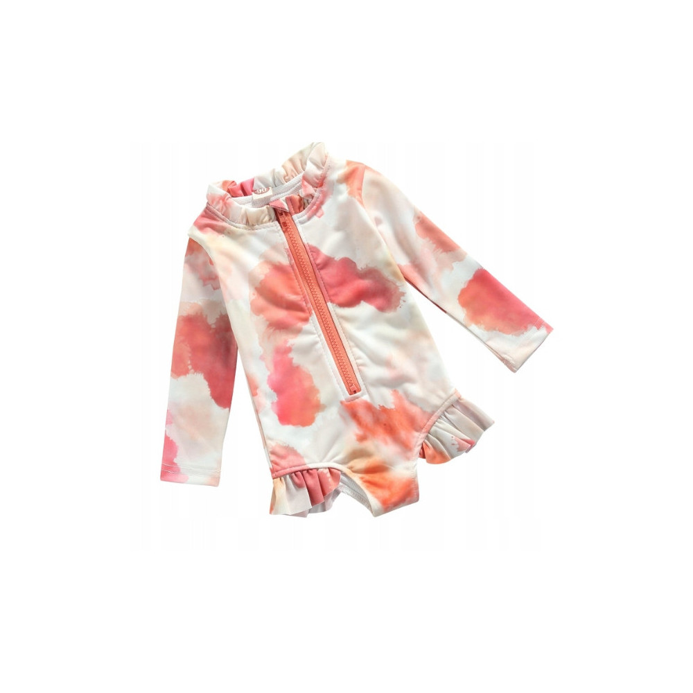 STRÓJ KĄPIELOWY DZIEWCZĘCY KOMBINEZON ORANGE TIE DYE UV UPF50+ 110 4+ LAT