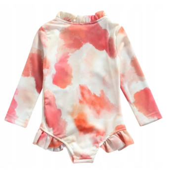 STRÓJ KĄPIELOWY DZIEWCZĘCY KOMBINEZON ORANGE TIE DYE UV UPF50+ 110 4+ LAT