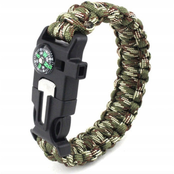 KOMPAS NA RĘKĘ BRANSOLETKA PARACORD SURVIVAL 5w1