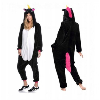 ONESIE KOMBINEZON JEDNOROŻEC CZARNY KIGURUMI S