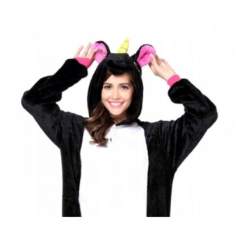 ONESIE KOMBINEZON JEDNOROŻEC CZARNY KIGURUMI S