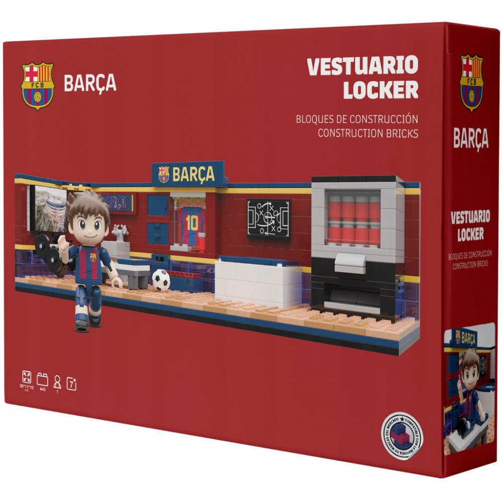 FC BARCELONA KLOCKI KLUBOWA SZATNIA PIŁKARSKA ZESTAW KONSTRUKCYJNY 440 el.