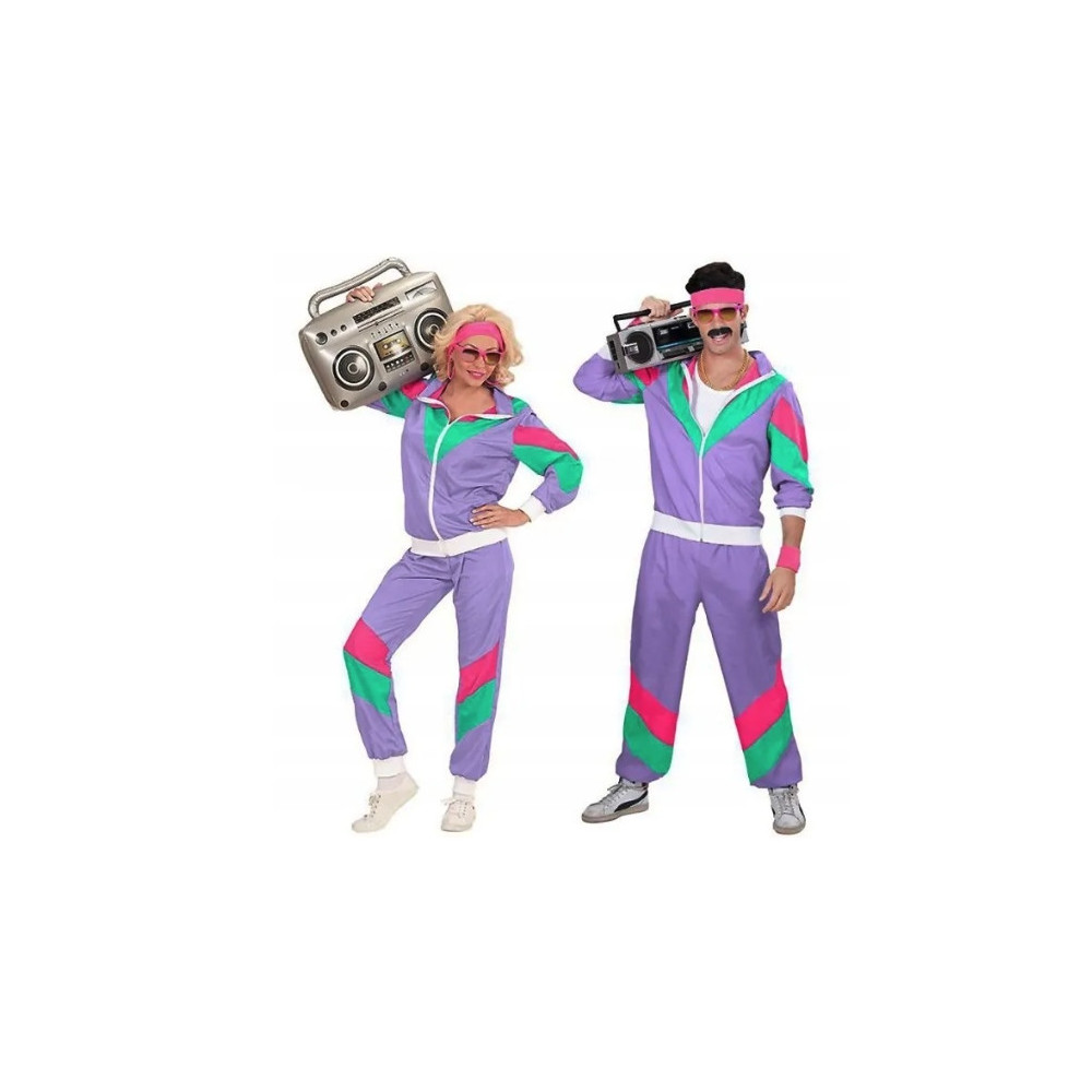 STRÓJ DRES FIOLETOWY RETRO DRESY LATA 70 80 KOSTIUM DISCO PRZEBRANIE XL