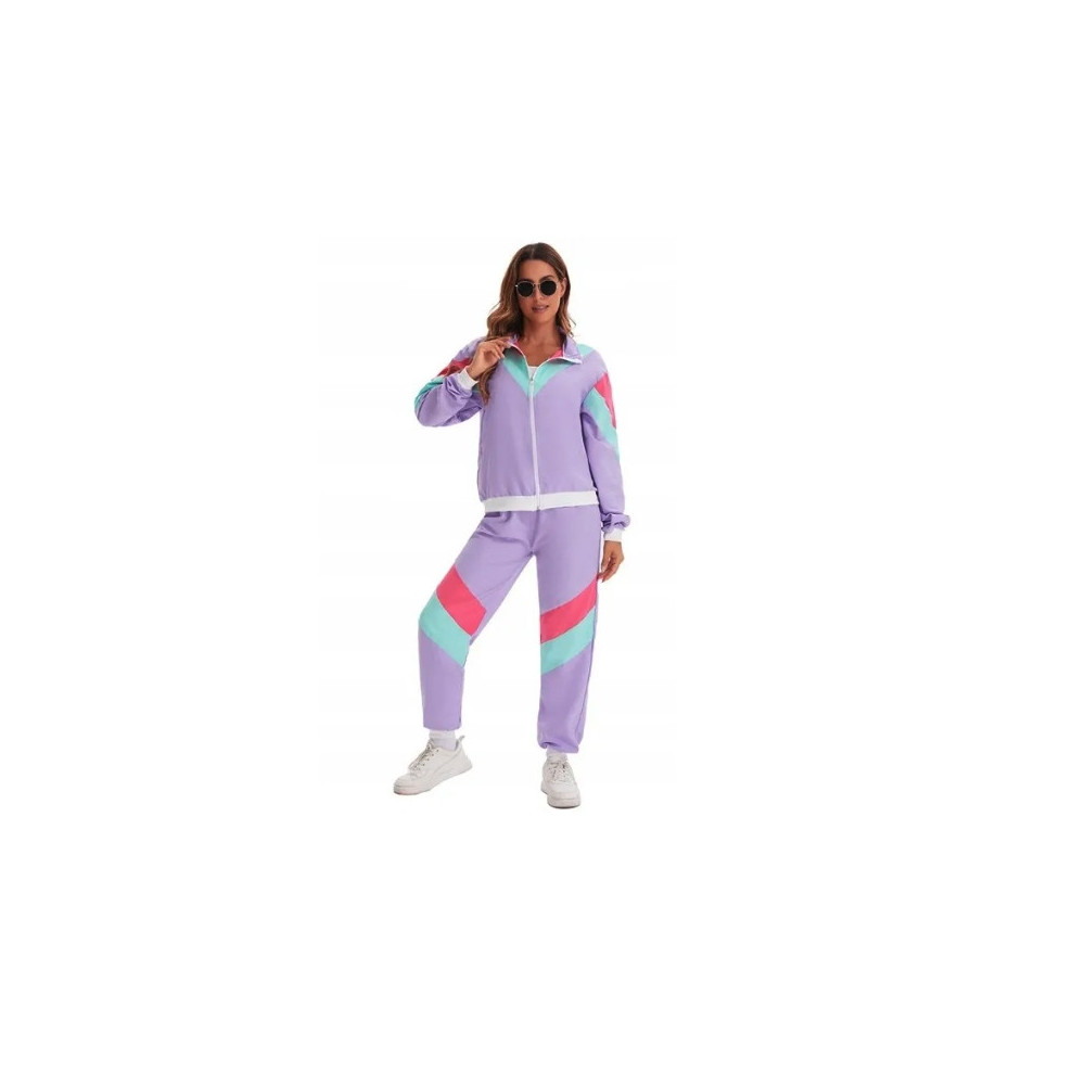 STRÓJ DRES FIOLETOWY RETRO DRESY LATA 70 80 KOSTIUM DISCO PRZEBRANIE XL