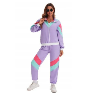 STRÓJ DRES FIOLETOWY RETRO DRESY LATA 70 80 KOSTIUM DISCO PRZEBRANIE XL