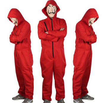 PRZEBRANIE NAPAD NA BANK KOSTIUM CZERWONY ONESIE 3XL