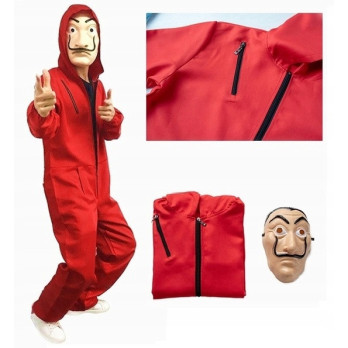 PRZEBRANIE NAPAD NA BANK KOSTIUM CZERWONY ONESIE 3XL