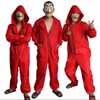 PRZEBRANIE NAPAD NA BANK KOSTIUM CZERWONY ONESIE 3XL