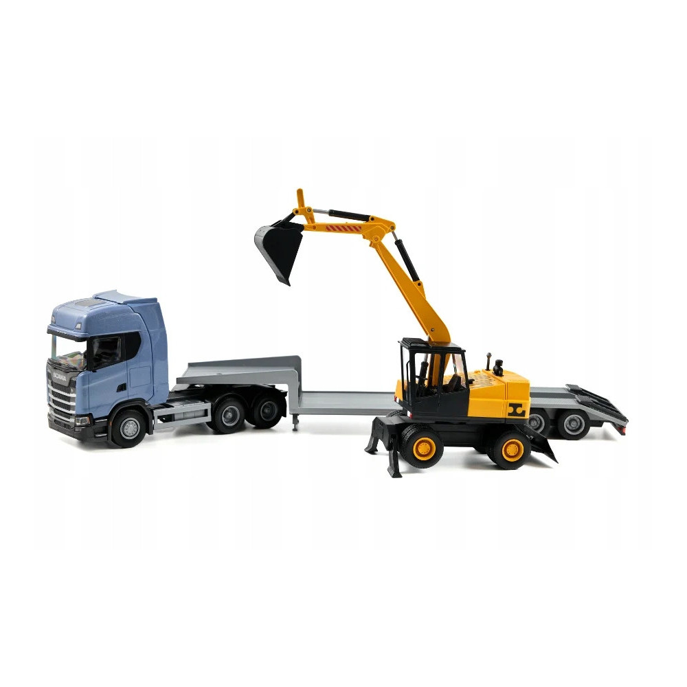 EMEK 30604 SCANIA S NEXT GEN Z NACZEPĄ I KOPARKĄ NIEBIESKI