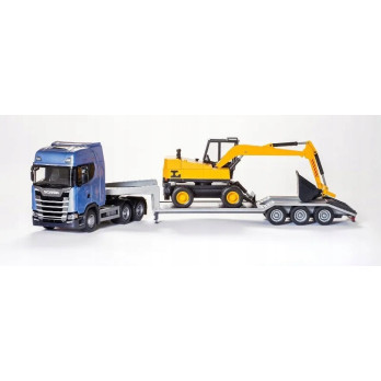 EMEK 30604 SCANIA S NEXT GEN Z NACZEPĄ I KOPARKĄ NIEBIESKI