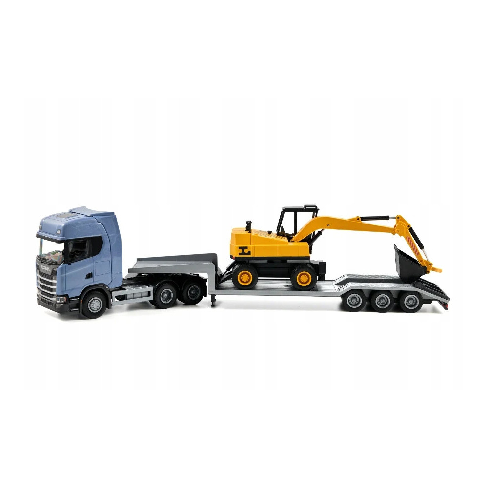 EMEK 30604 SCANIA S NEXT GEN Z NACZEPĄ I KOPARKĄ NIEBIESKI